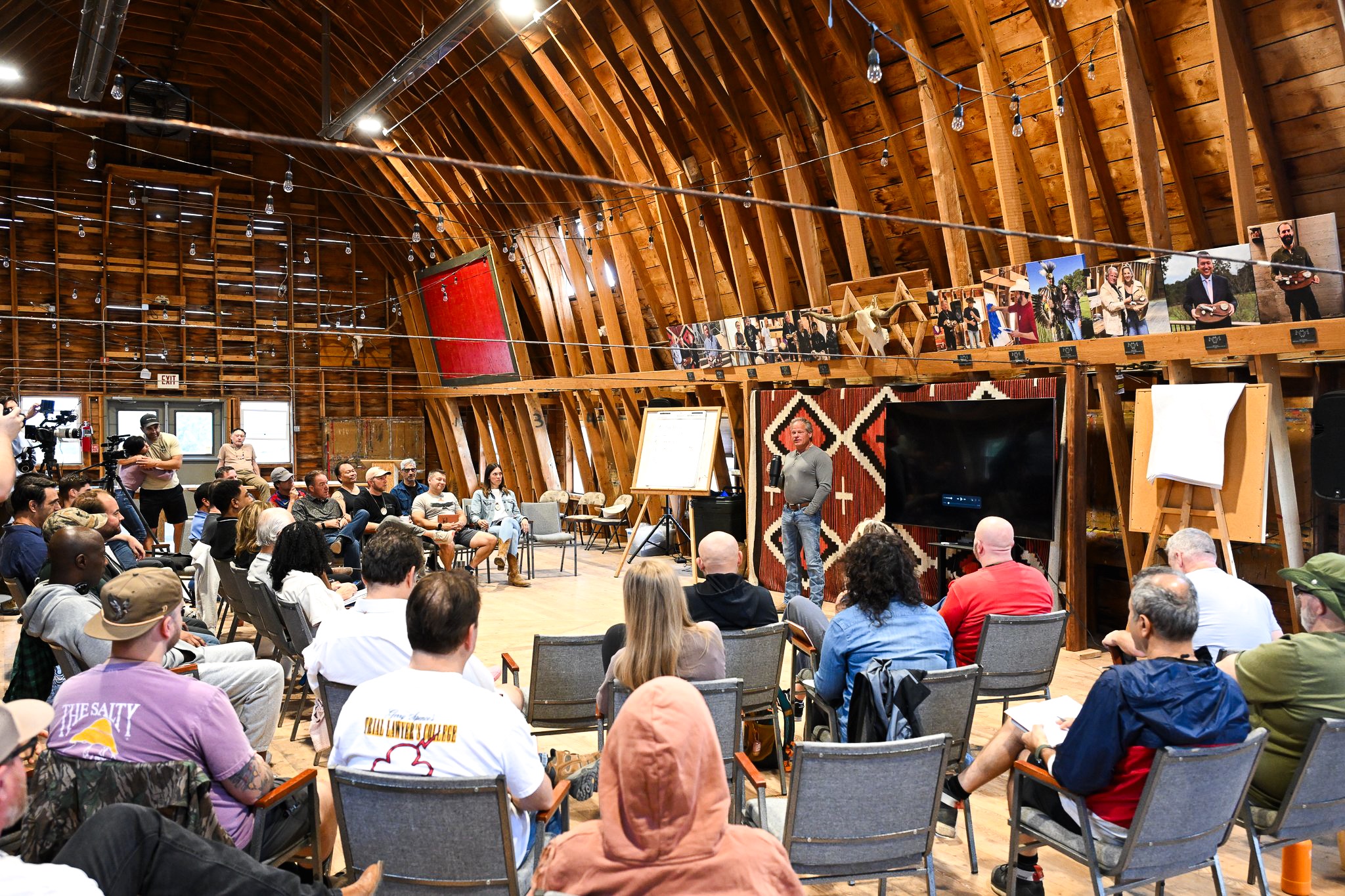 Students and faculty in the barn at Thunderhead Ranch